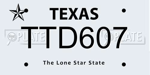 TTD607 Texas License Plate