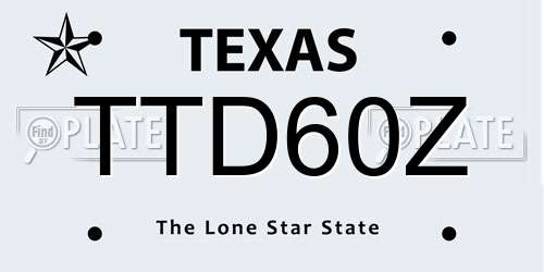 TTD60Z Texas License Plate