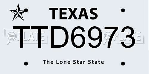 TTD6973 Texas License Plate