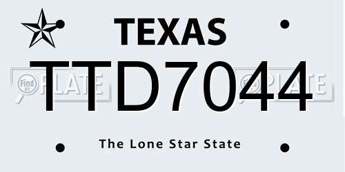 TTD7044 Texas License Plate