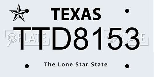 TTD8153 Texas License Plate