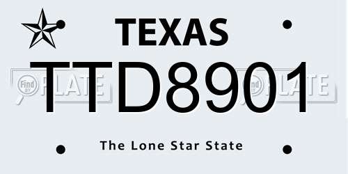 TTD8901 Texas License Plate