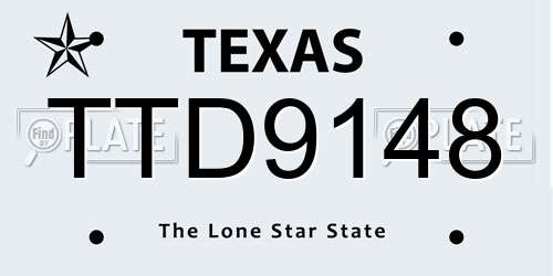 TTD9148 Texas License Plate