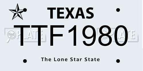 TTF1980 Texas License Plate
