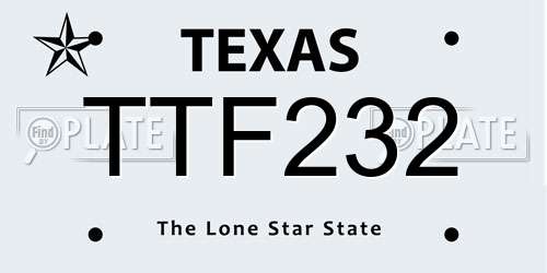 TTF232 Texas License Plate
