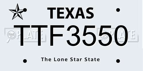 TTF3550 Texas License Plate