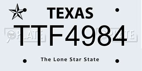 TTF4984 Texas License Plate