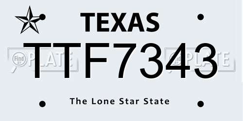 TTF7343 Texas License Plate