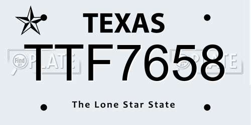 TTF7658 Texas License Plate