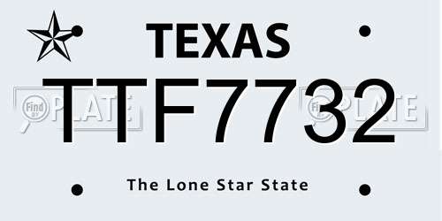 TTF7732 Texas License Plate