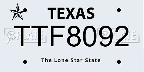 TTF8092 Texas License Plate