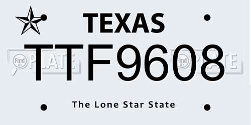 TTF9608 Texas License Plate