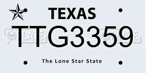 TTG3359 Texas License Plate