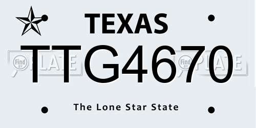 TTG4670 Texas License Plate