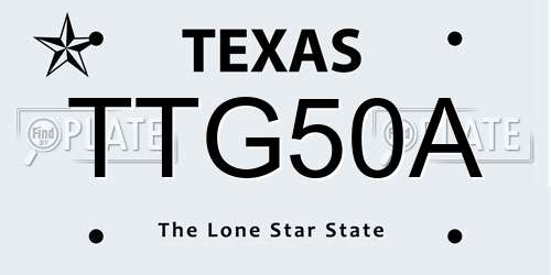 TTG50A Texas License Plate