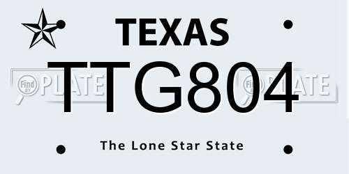 TTG804 Texas License Plate
