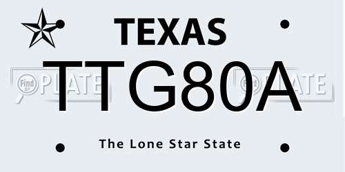 TTG80A Texas License Plate