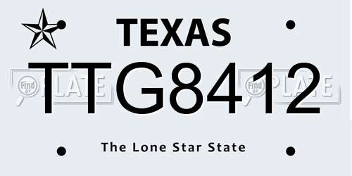 TTG8412 Texas License Plate