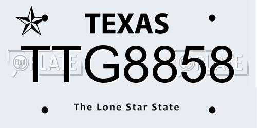 TTG8858 Texas License Plate