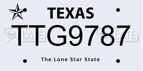 TTG9787 Texas License Plate