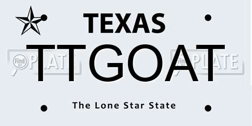 TTGOAT Texas License Plate