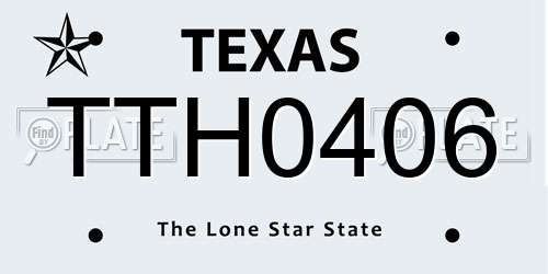 TTH0406 Texas License Plate