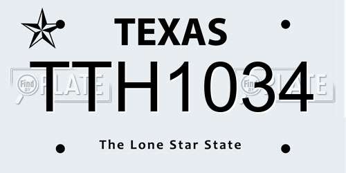 TTH1034 Texas License Plate