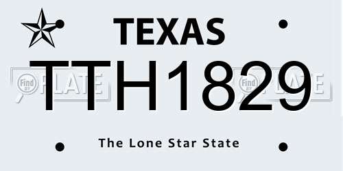 TTH1829 Texas License Plate