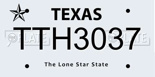 TTH3037 Texas License Plate