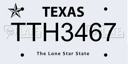 TTH3467 Texas License Plate