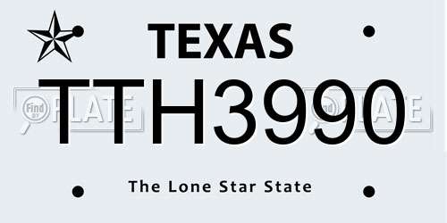 TTH3990 Texas License Plate