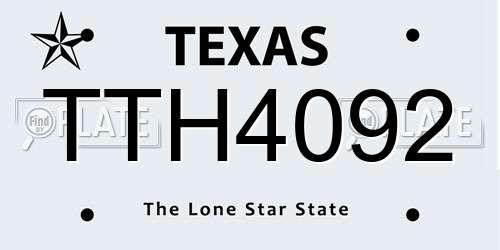 TTH4092 Texas License Plate