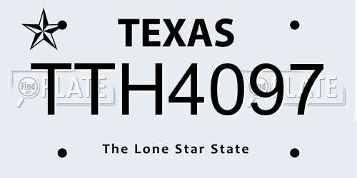TTH4097 Texas License Plate