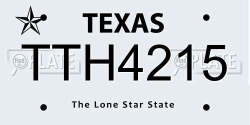TTH4215 Texas License Plate
