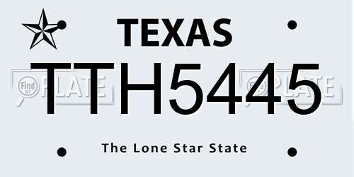 TTH5445 Texas License Plate