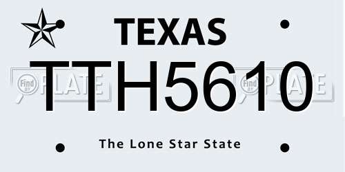 TTH5610 Texas License Plate