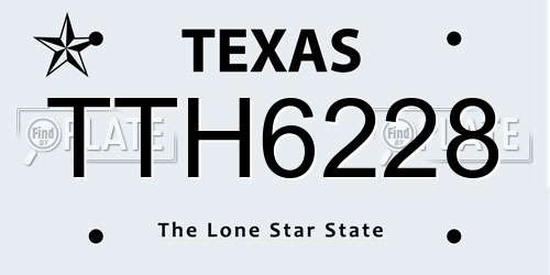 TTH6228 Texas License Plate