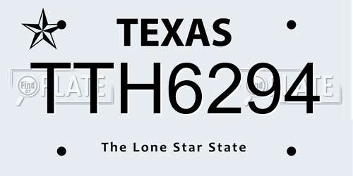 TTH6294 Texas License Plate