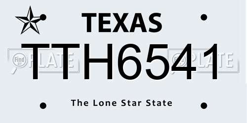 TTH6541 Texas License Plate