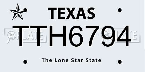 TTH6794 Texas License Plate