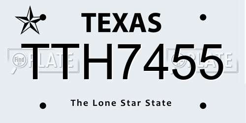 TTH7455 Texas License Plate
