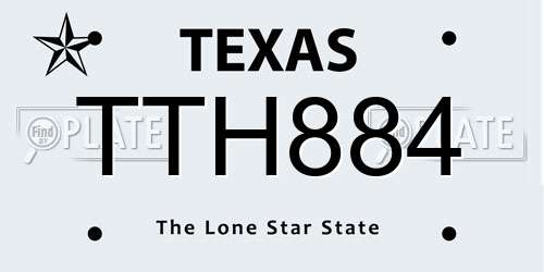 TTH884 Texas License Plate