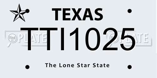 TTI1025 Texas License Plate