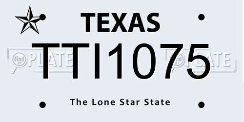 TTI1075 Texas License Plate