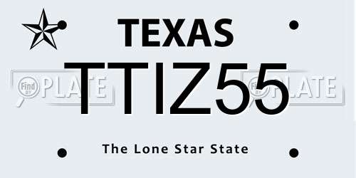 TTIZ55 Texas License Plate