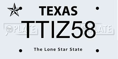 TTIZ58 Texas License Plate