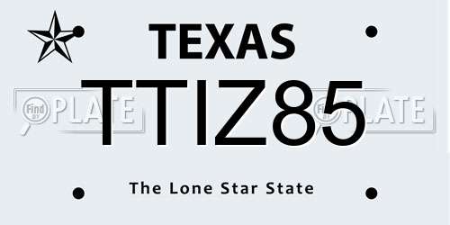 TTIZ85 Texas License Plate
