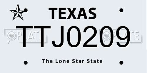 TTJ0209 Texas License Plate