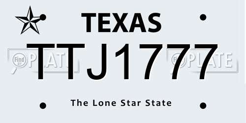 TTJ1777 Texas License Plate
