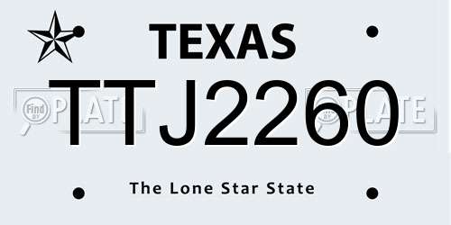 TTJ2260 Texas License Plate